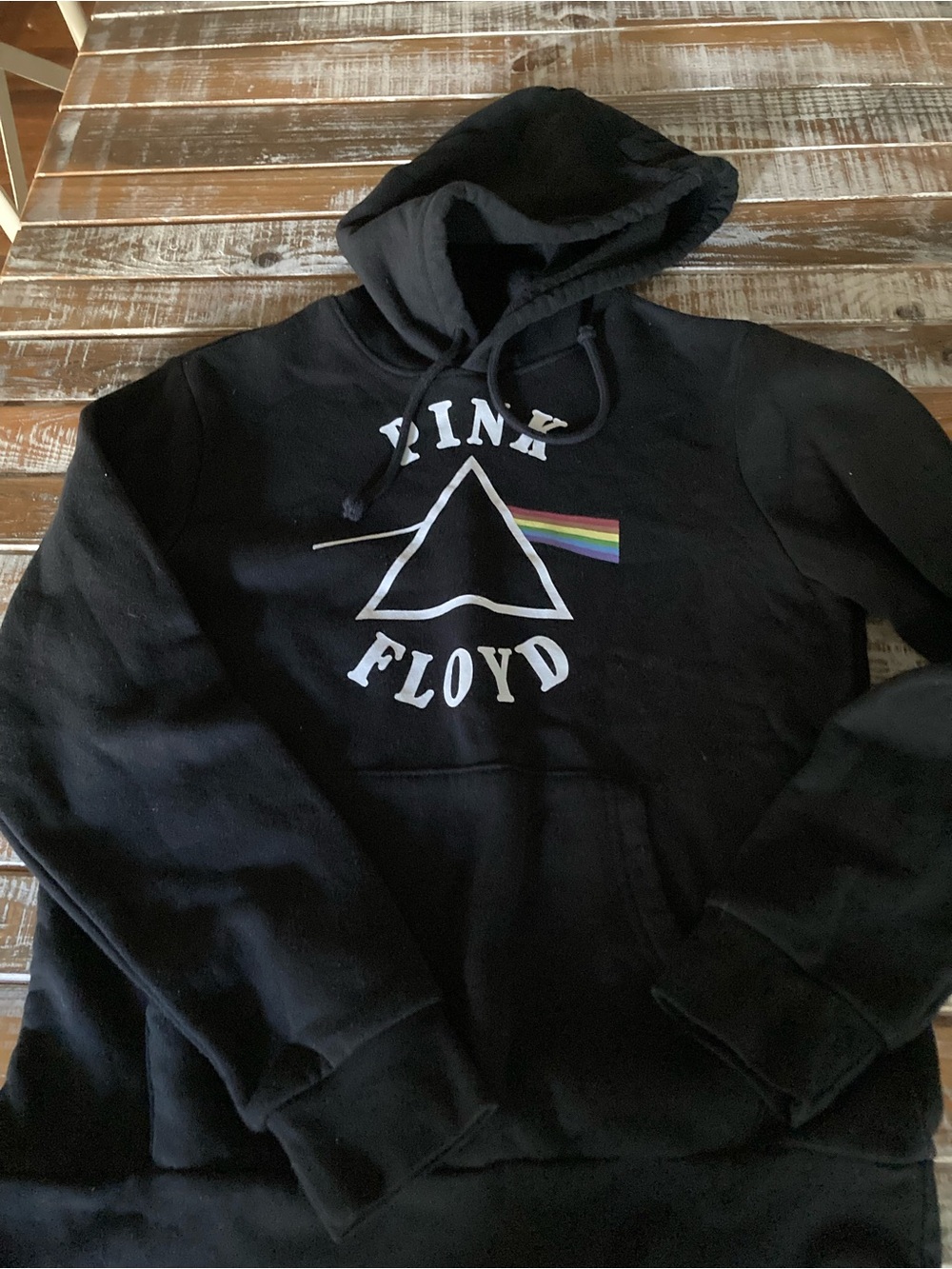 Old Navy Black Pink Floyd Graphic Hoodie with Prism Accent